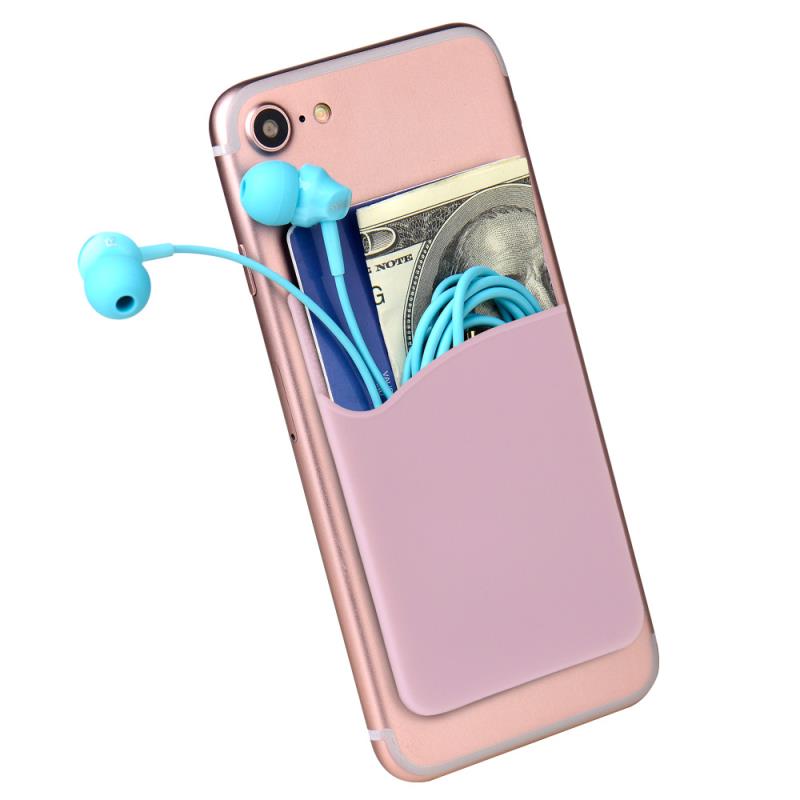 Custom Logo Printing Adhesive Sticker Silicone Wallet For Phone with Card Holder Pocket 3