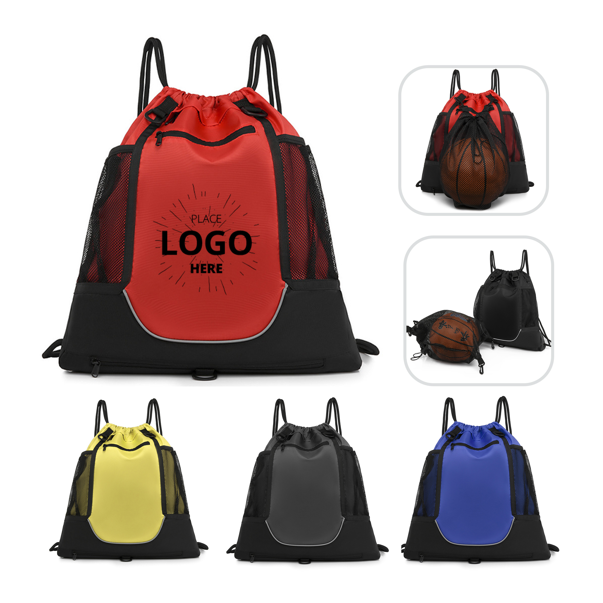 Drawstring Backpack With Mesh Pocket 2