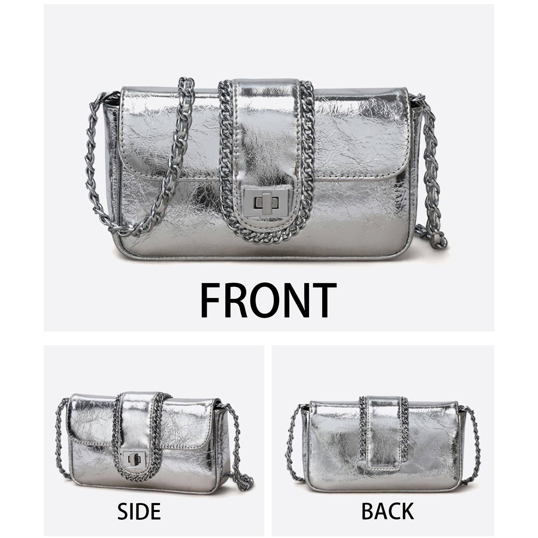 Genuine Leather cross-body metal chain messenger bag 4