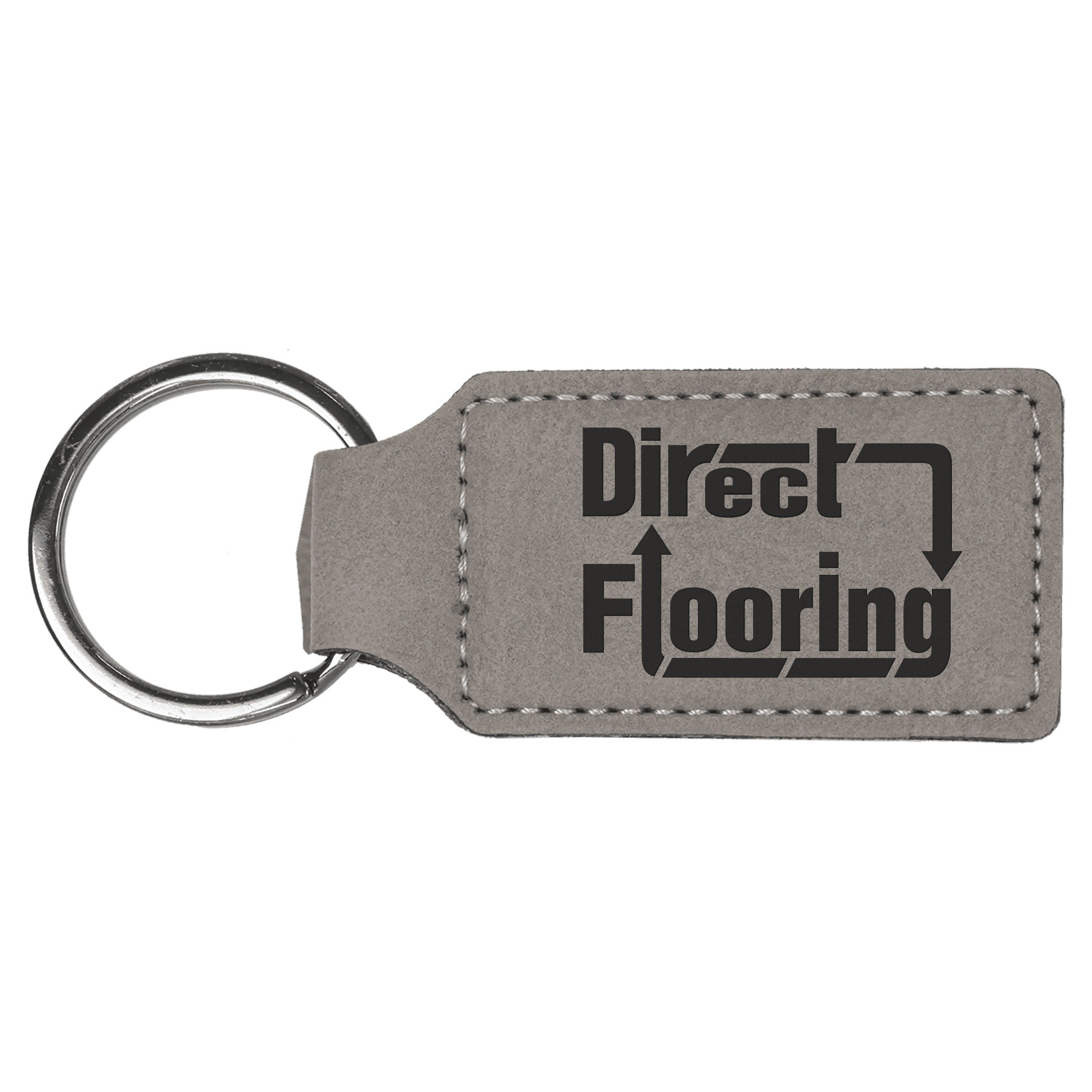 Gray Leatherette Rectangle Keychain
