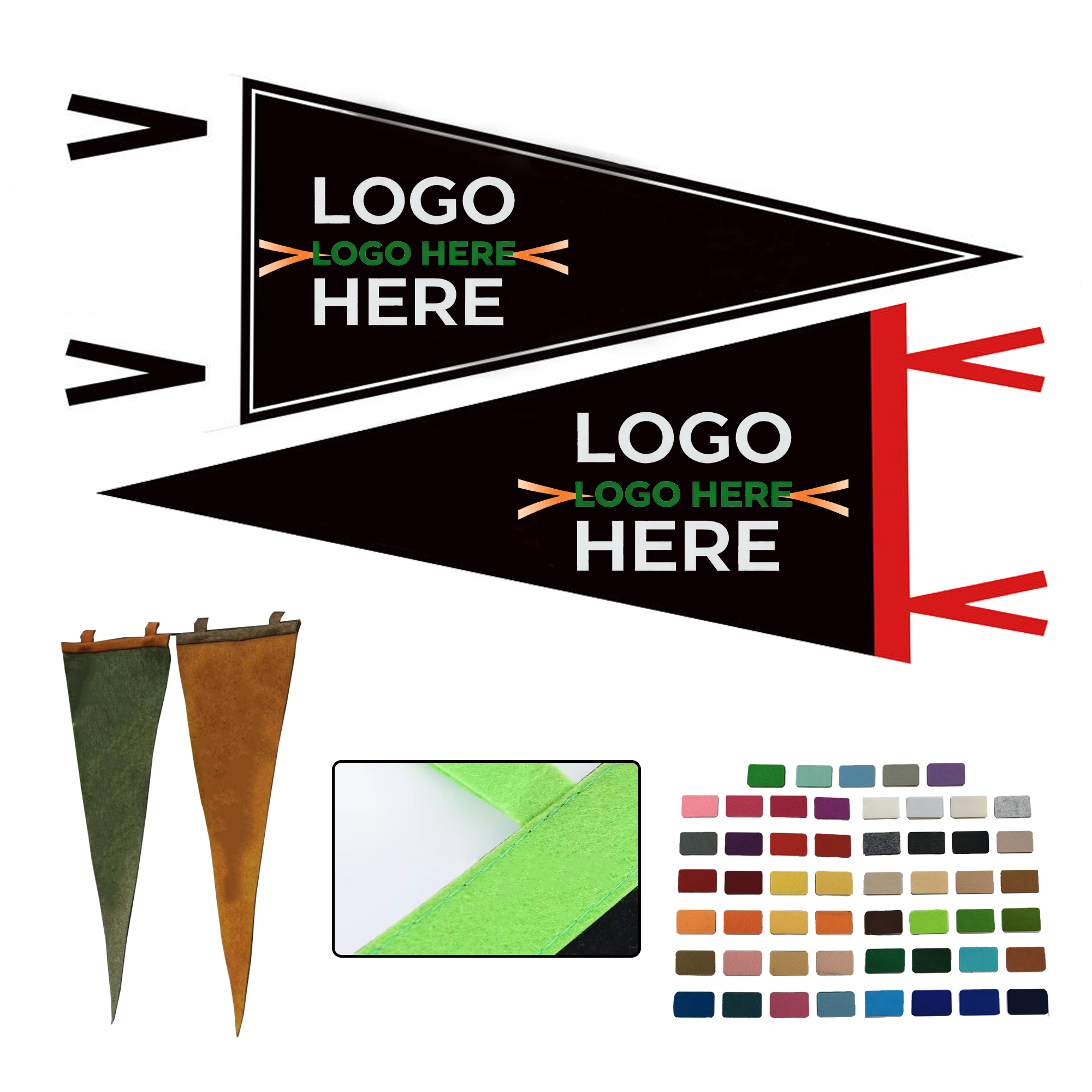 Custom Full Color Felt Pennant Triangle Flags 1