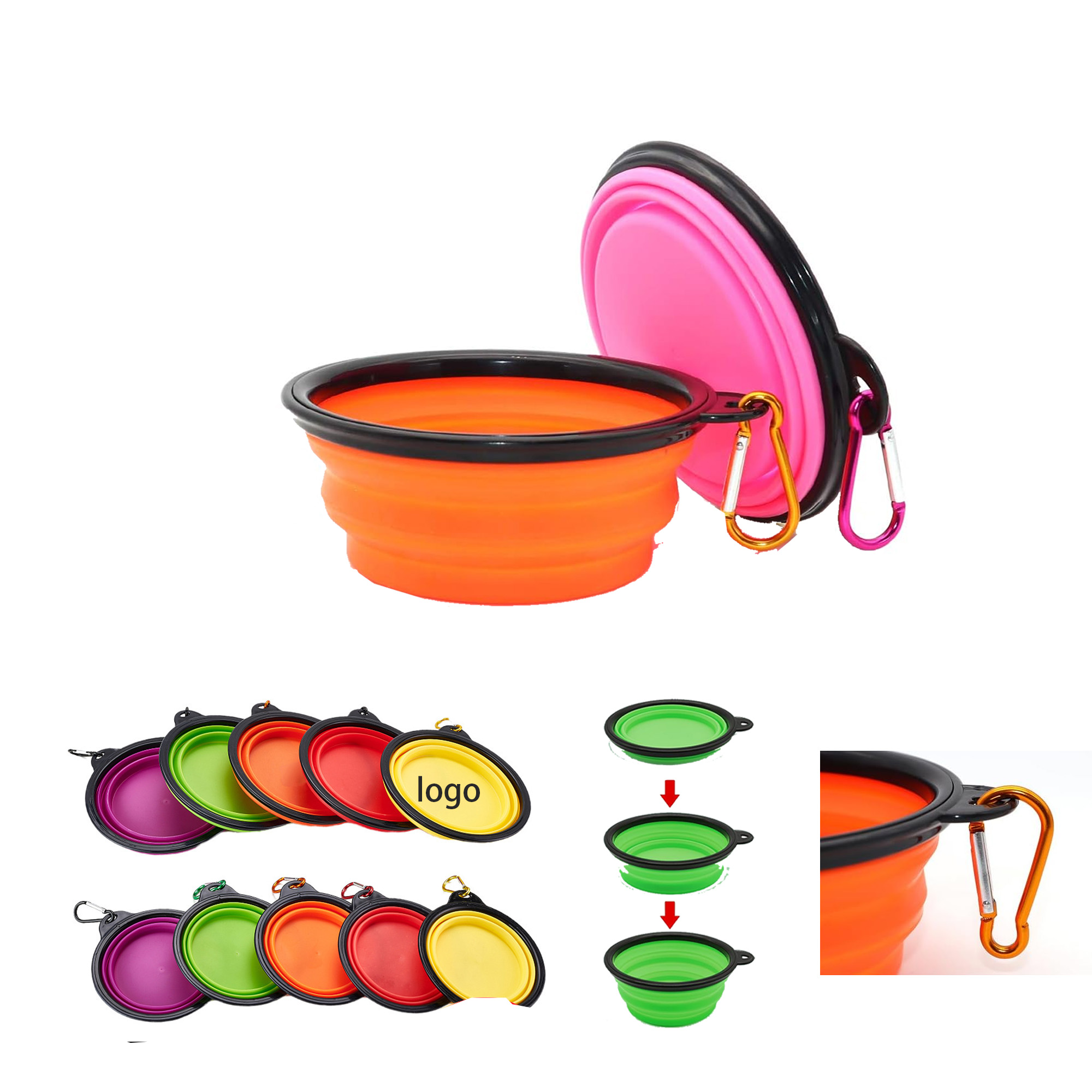Large Collapsible Dog Bowl With Carabiner 2