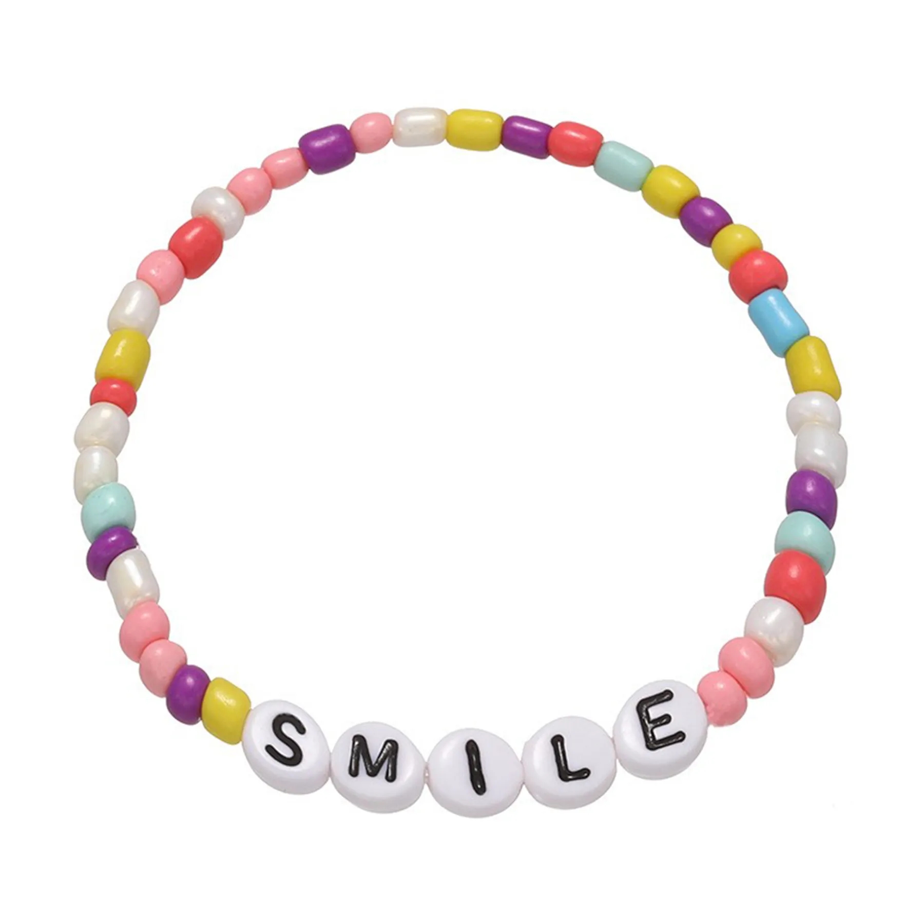 Beaded Letter Beads Elastic Bracelet 11