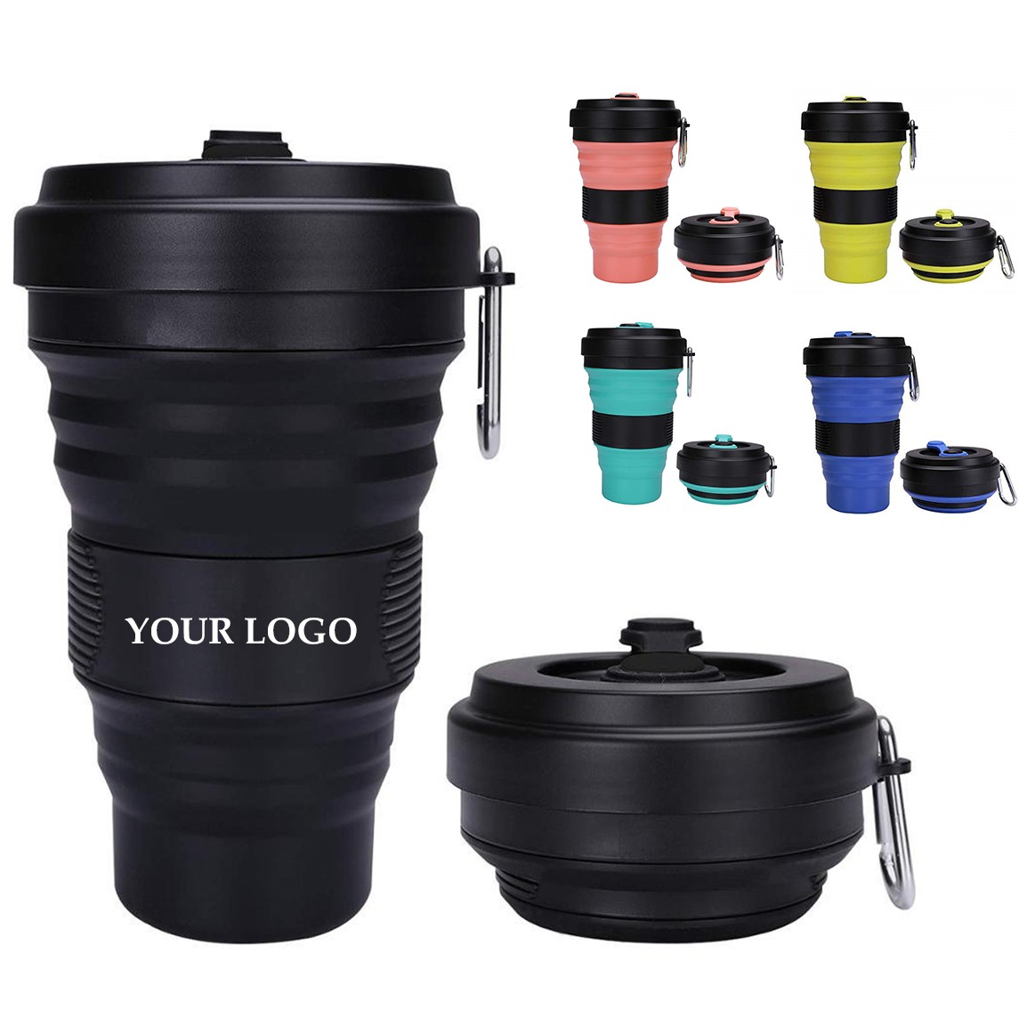 19oz Silicone Collapsible Travel Cup with Carabiner 2
