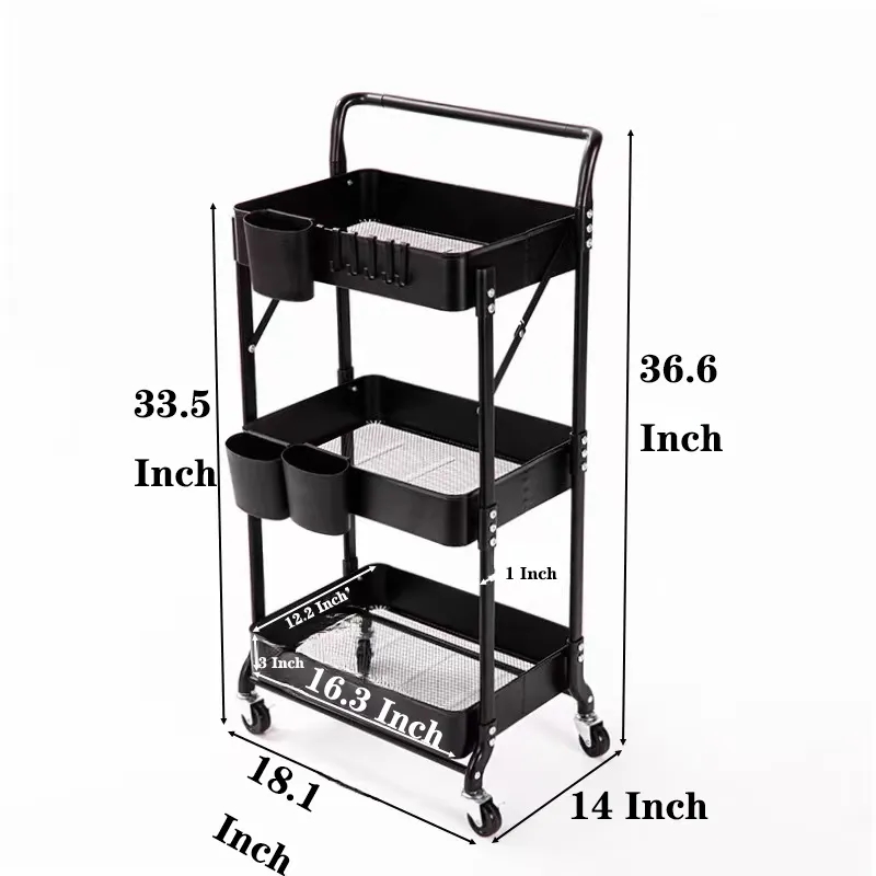 Three-Tier Movable Storage Shelf With Armrests. 6