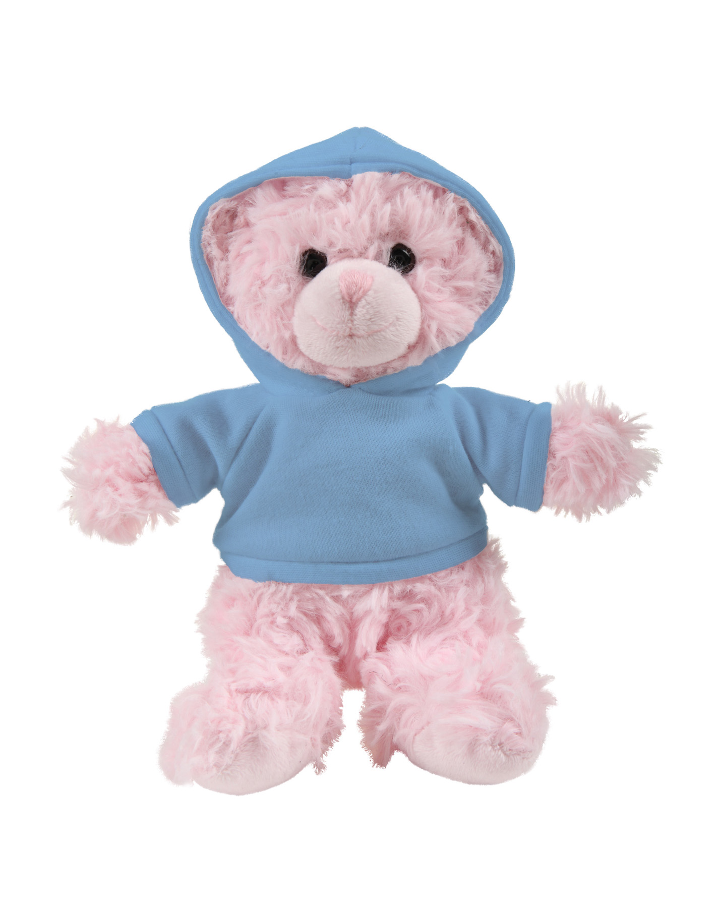 soft plush  Pink Curly Sitting Bear with hoodie