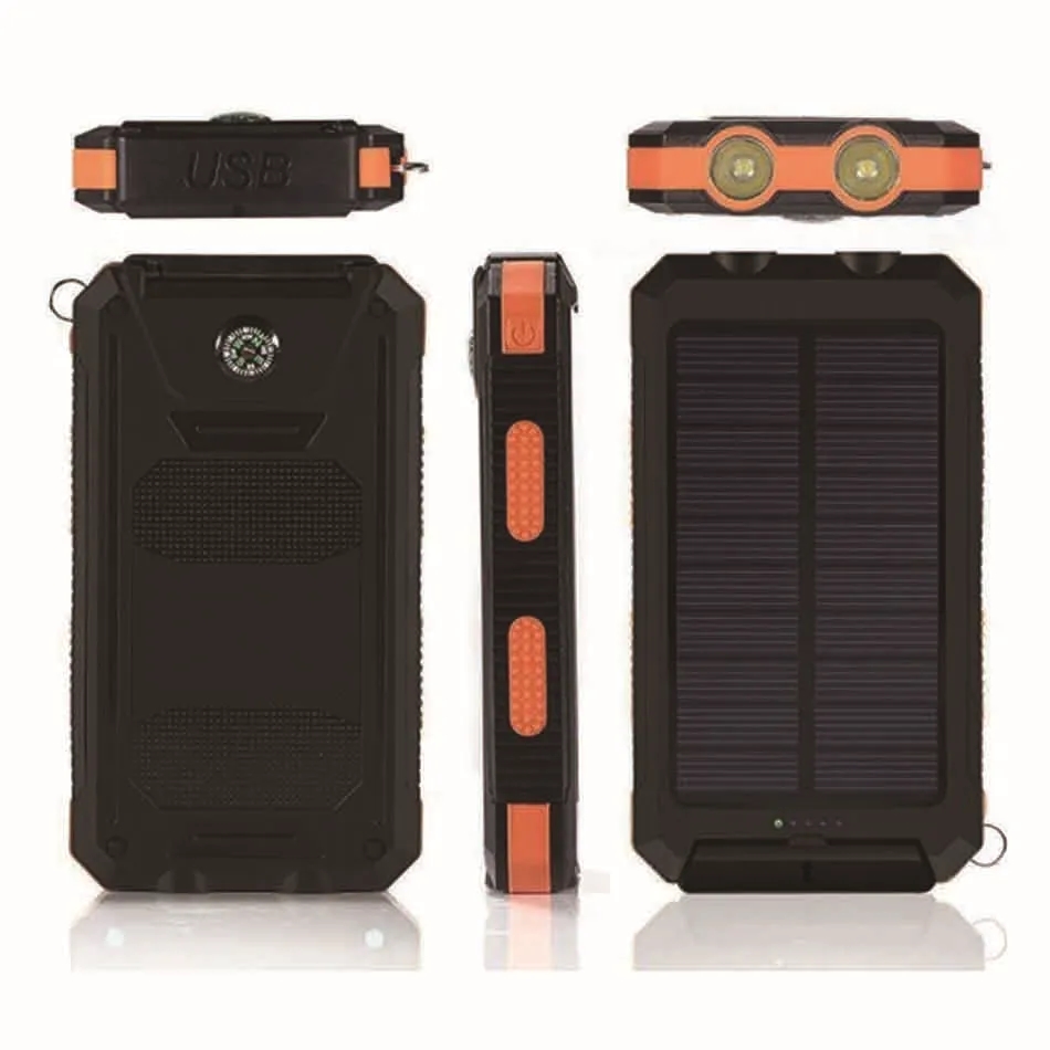STOCK-Outdoor Solar Power Bank with LED Flashlight & Compass 8