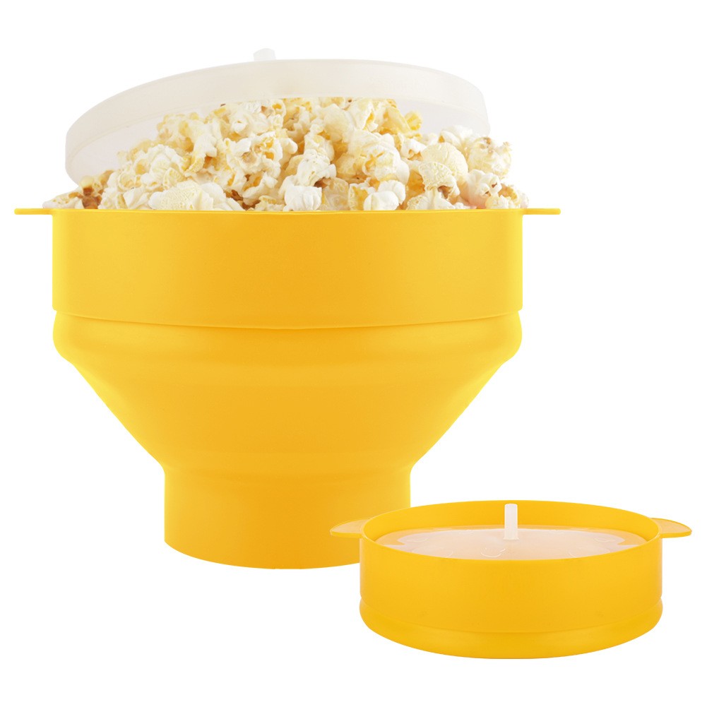 BPA Free Collapsible Silicone Microwave Popcorn Maker Bowl w/ Lid in Air Microwave 4