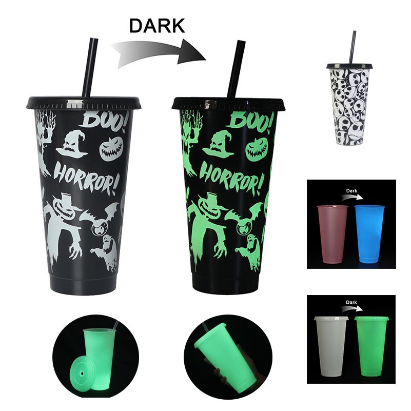 24oz Rave Nite Glow Tumbler with Lid and Straw 2