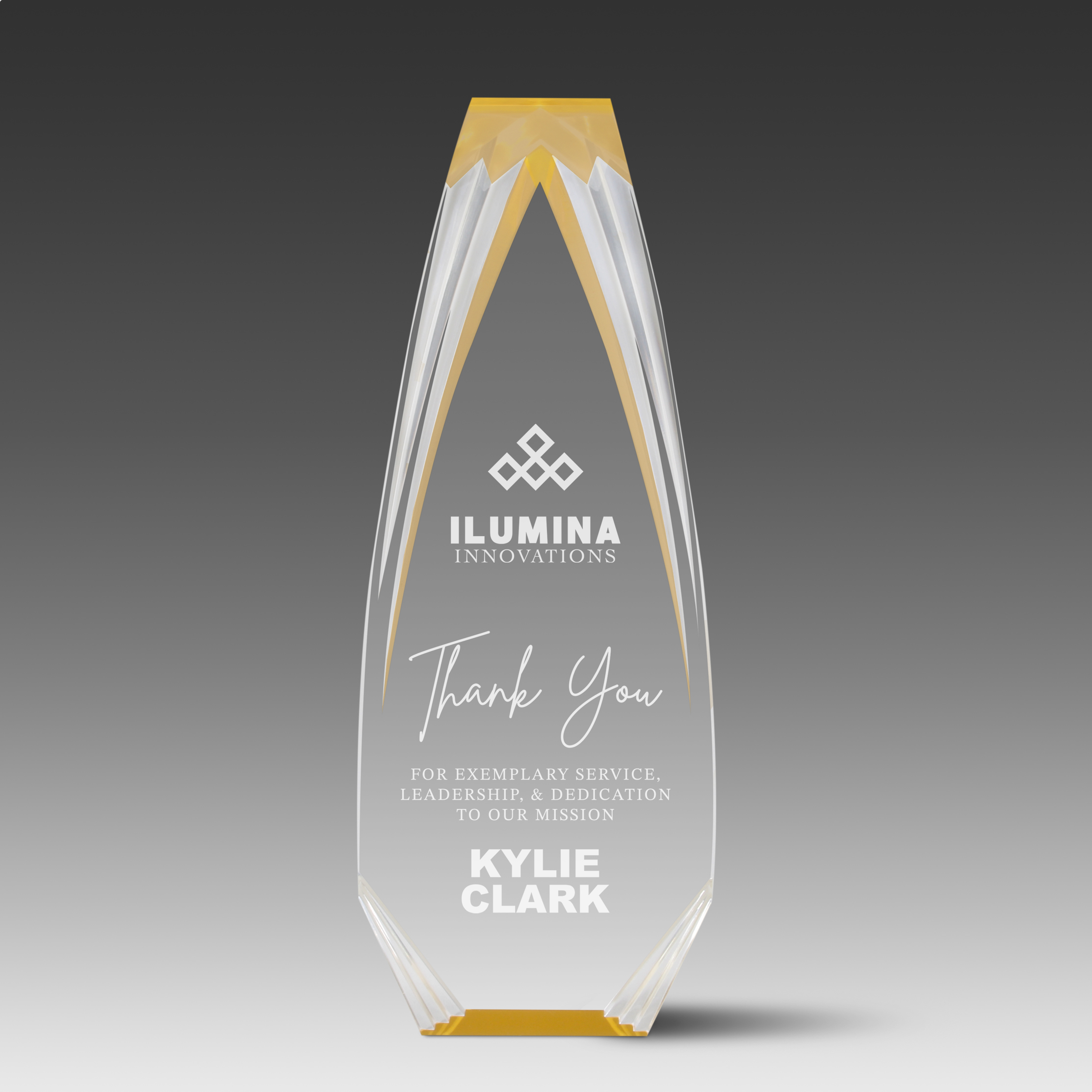 Diamond Carved Obelisk Stand Up Award (3-3/8"x9"x1") 1