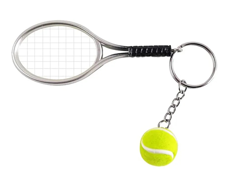 Simulated mini tennis racket keychain 2