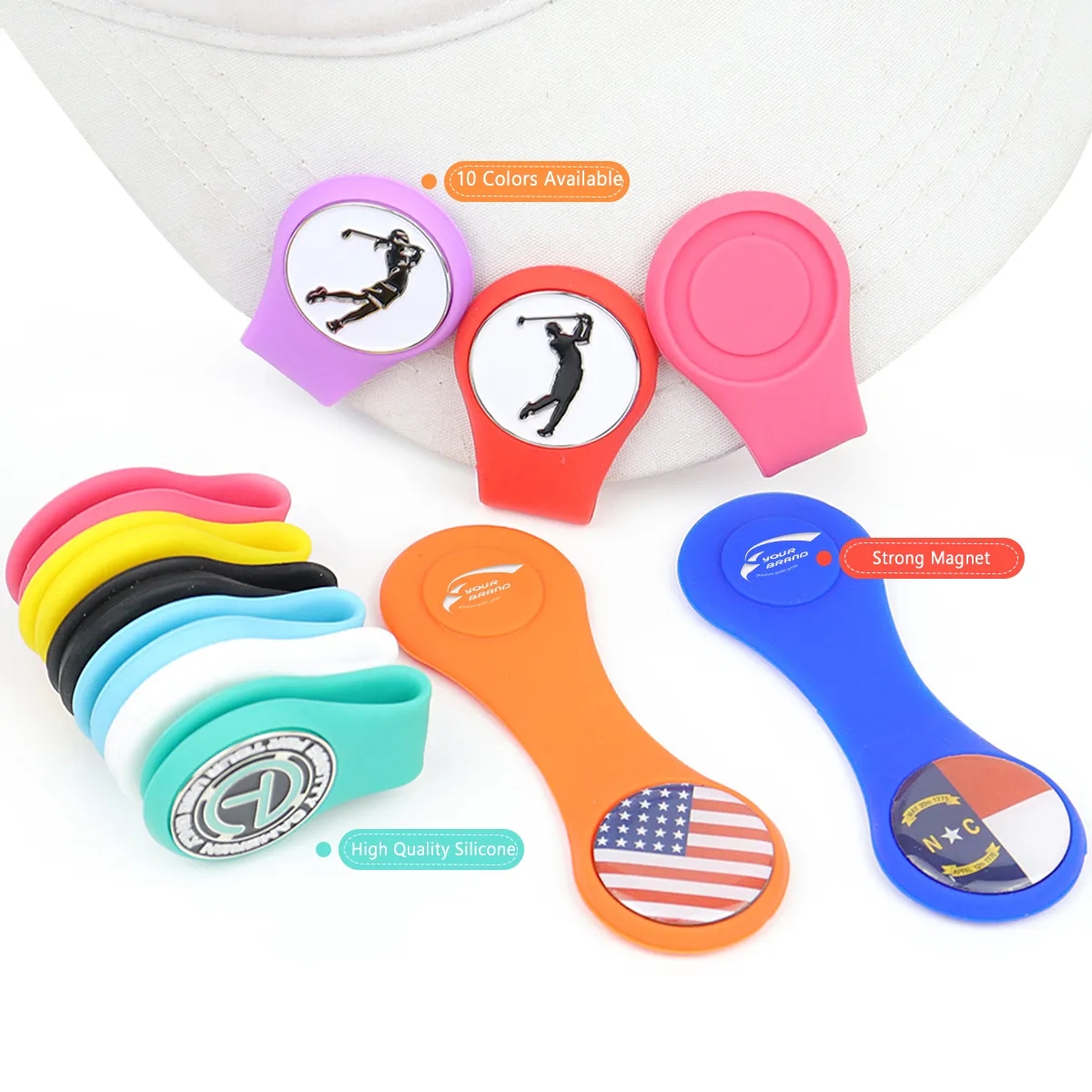 Personalized Golf Ball Marker with Silicone Hat Clip 1