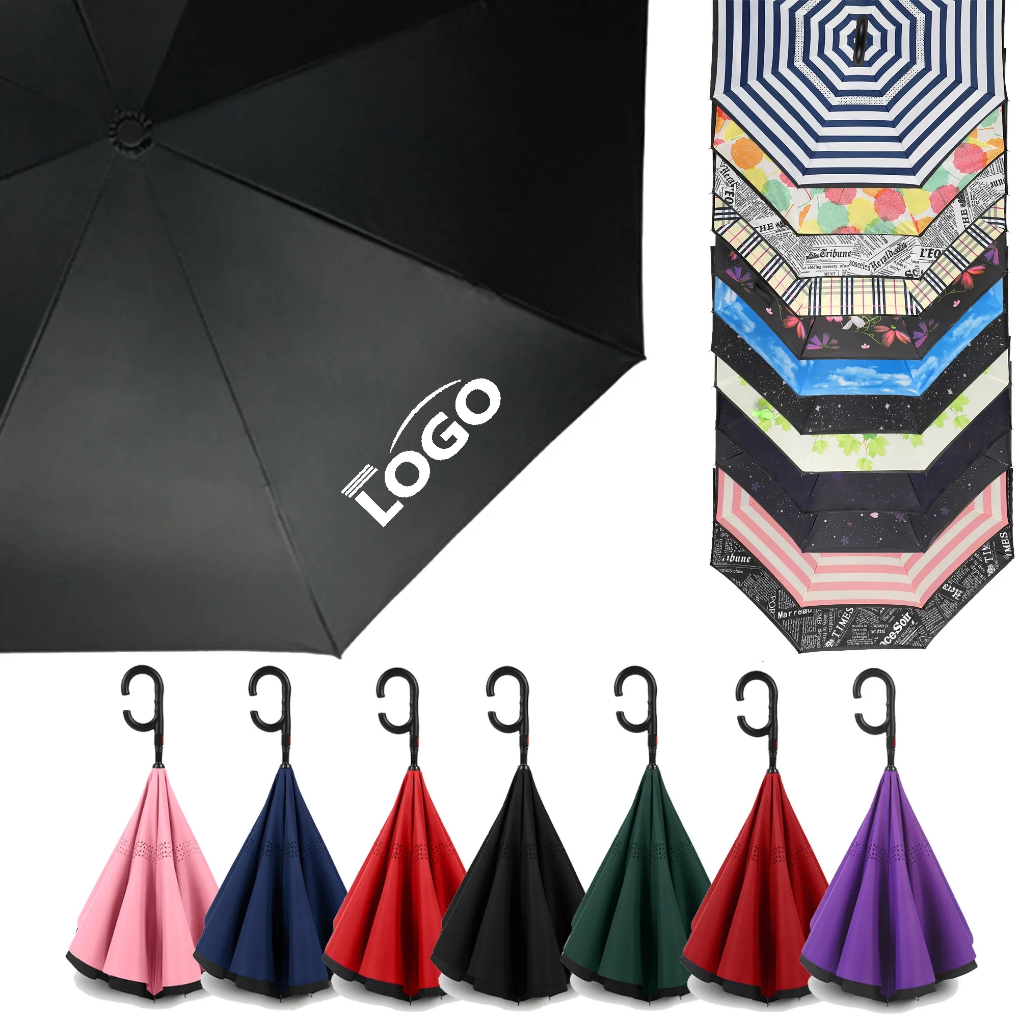 Handle Reverse Fold Umbrella Inverted Automatic Paragraph 12
