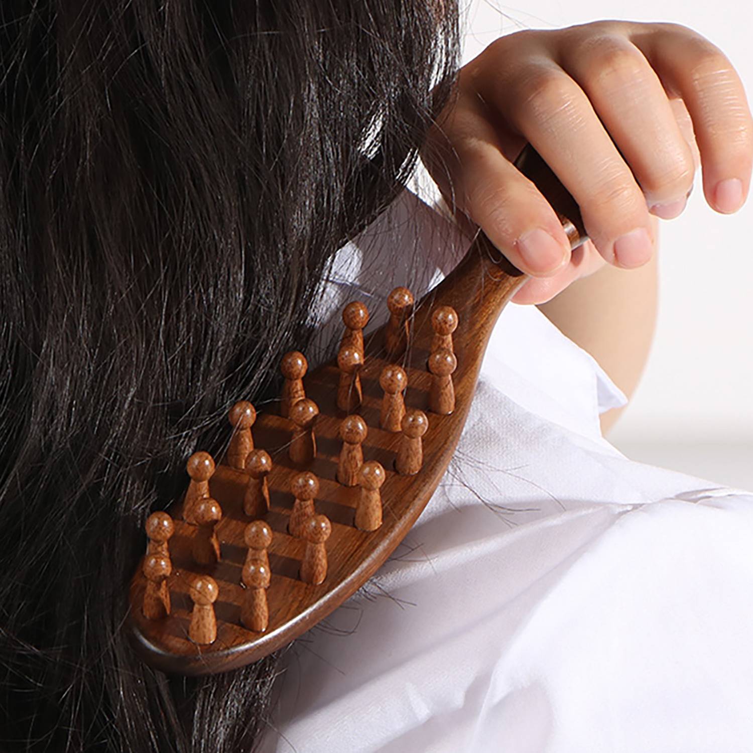 Natural Sandalwood Massage Comb W/ 22 Round-Head Teeth 3