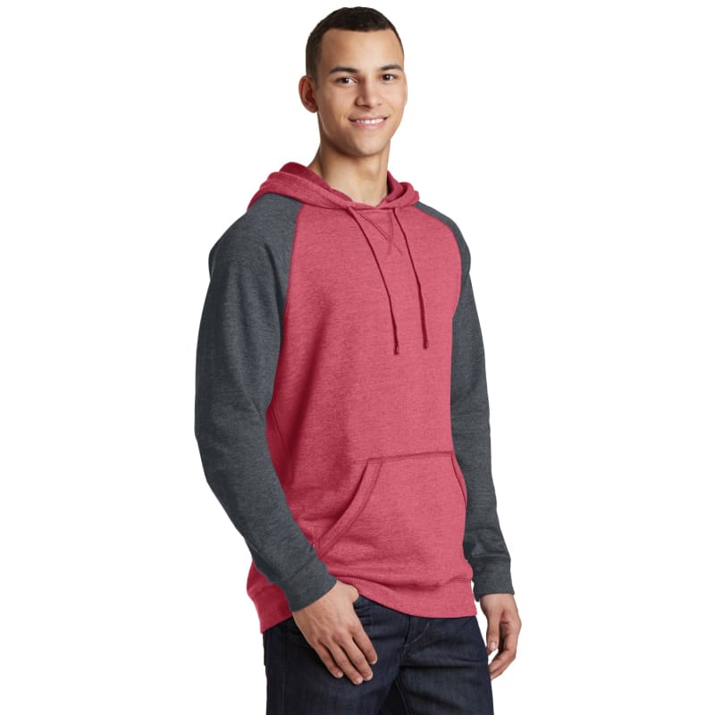 District Young Mens Lightweight Fleece Raglan Hoodie. 12