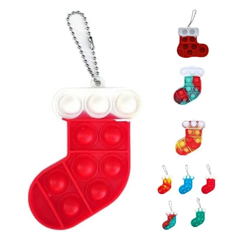 Christmas Sock Bubble Push Pop Keychain 4