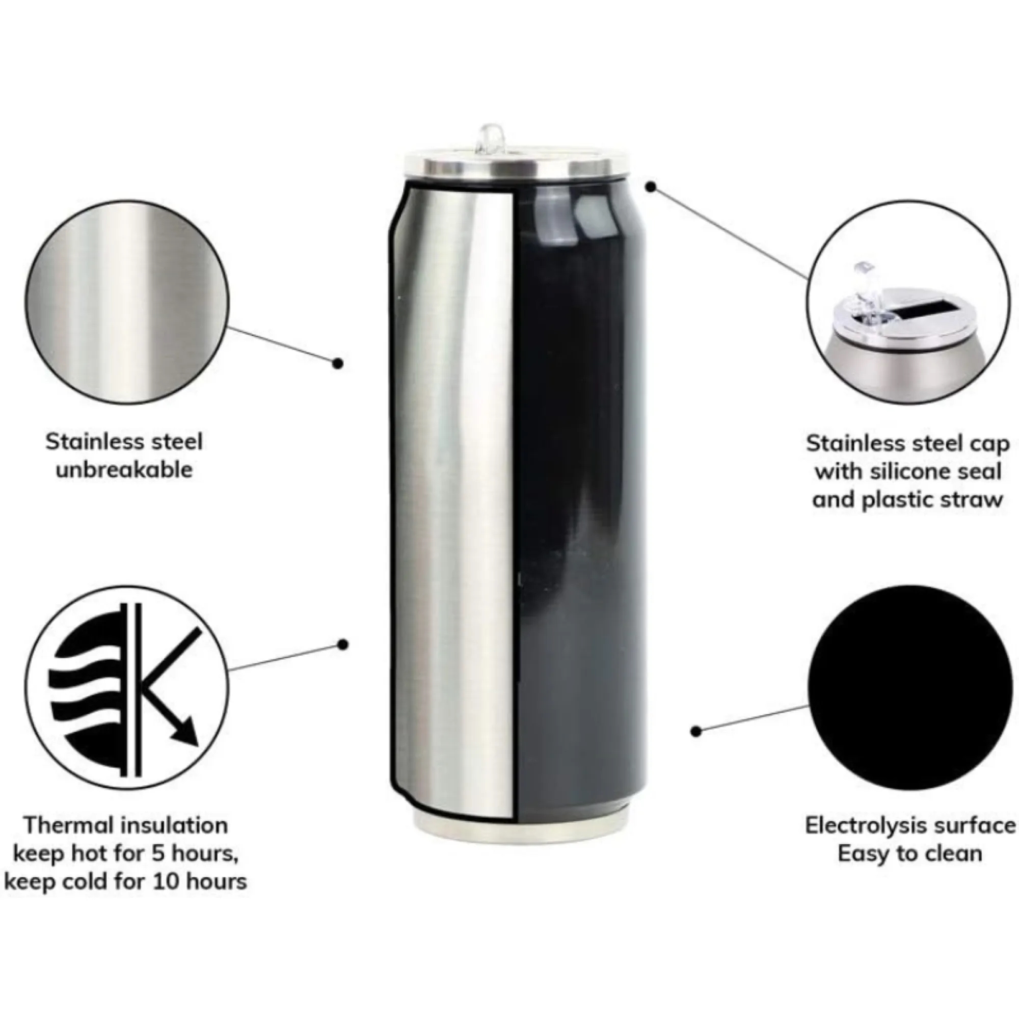 15oz Pull Tab Shaped Portable Vacuum Insulated Mug 3