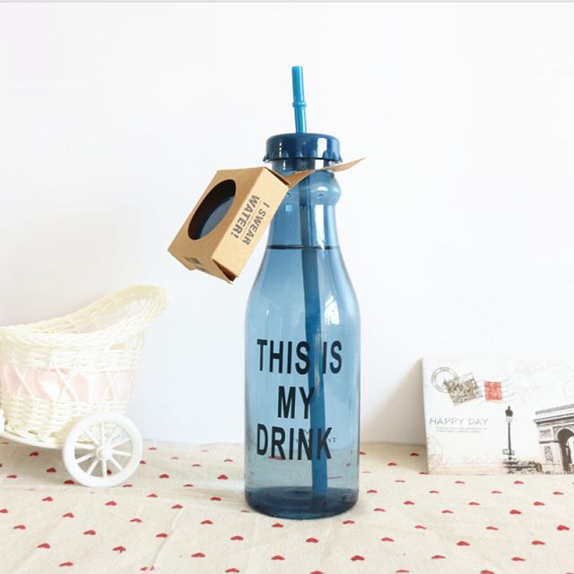 Plastic Water Bottle w/ Straw 22 oz 5