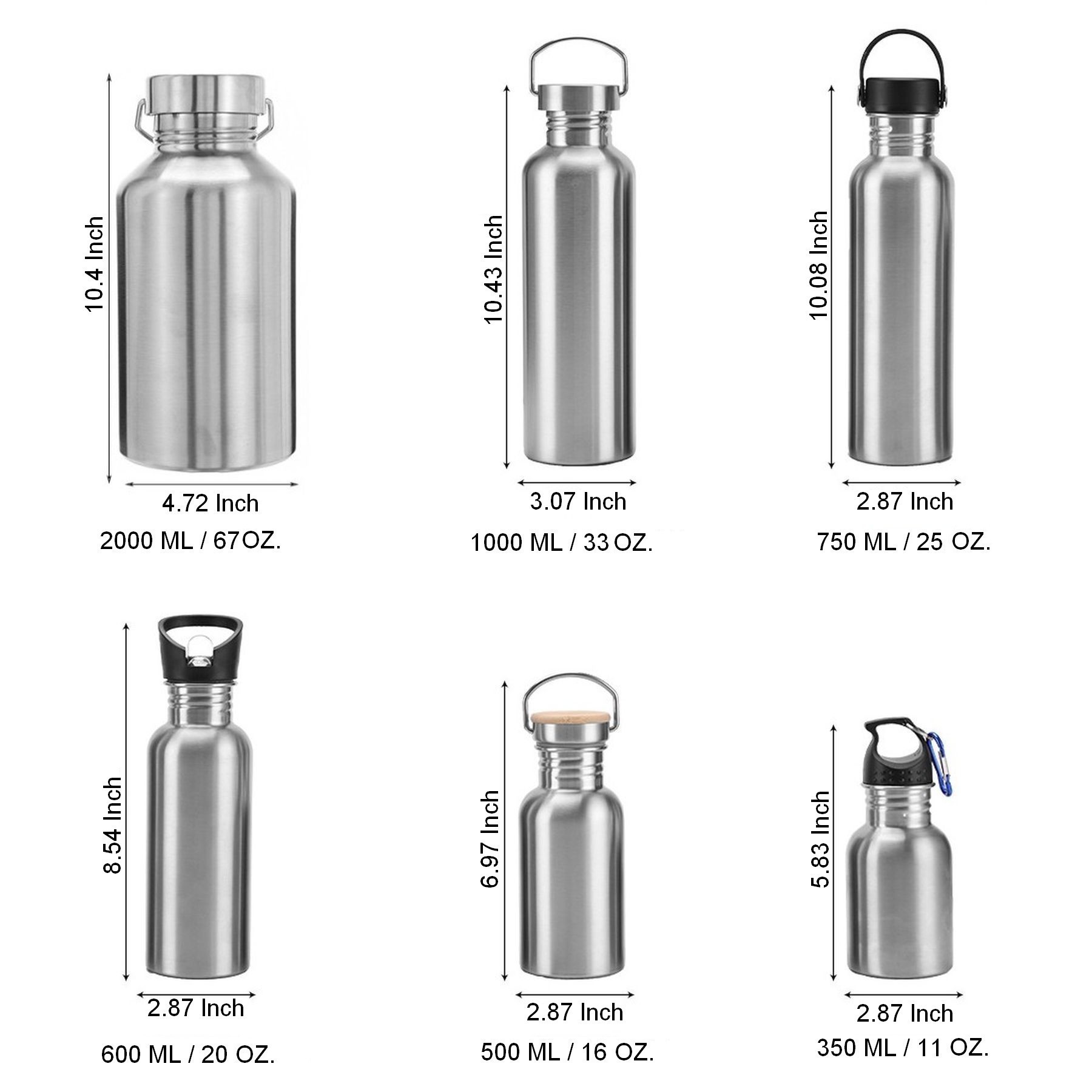 33 Oz Food Grade Single Walled Stainless Steel Water Bottle, custom water bottle with logo imprint 7