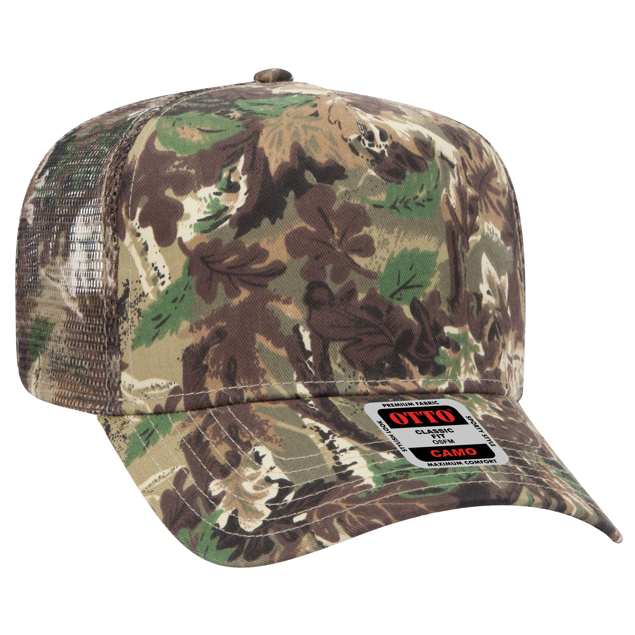 OTTO CAP® Camouflage 5 Panel Mid Profile Mesh Back Trucker Hat 2