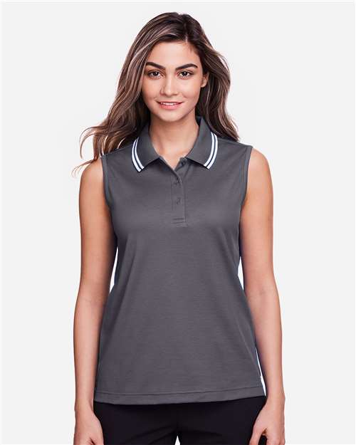 Women's CrownLux Performance® Plaited Tipped Sleeveless Polo - DG20SW 35