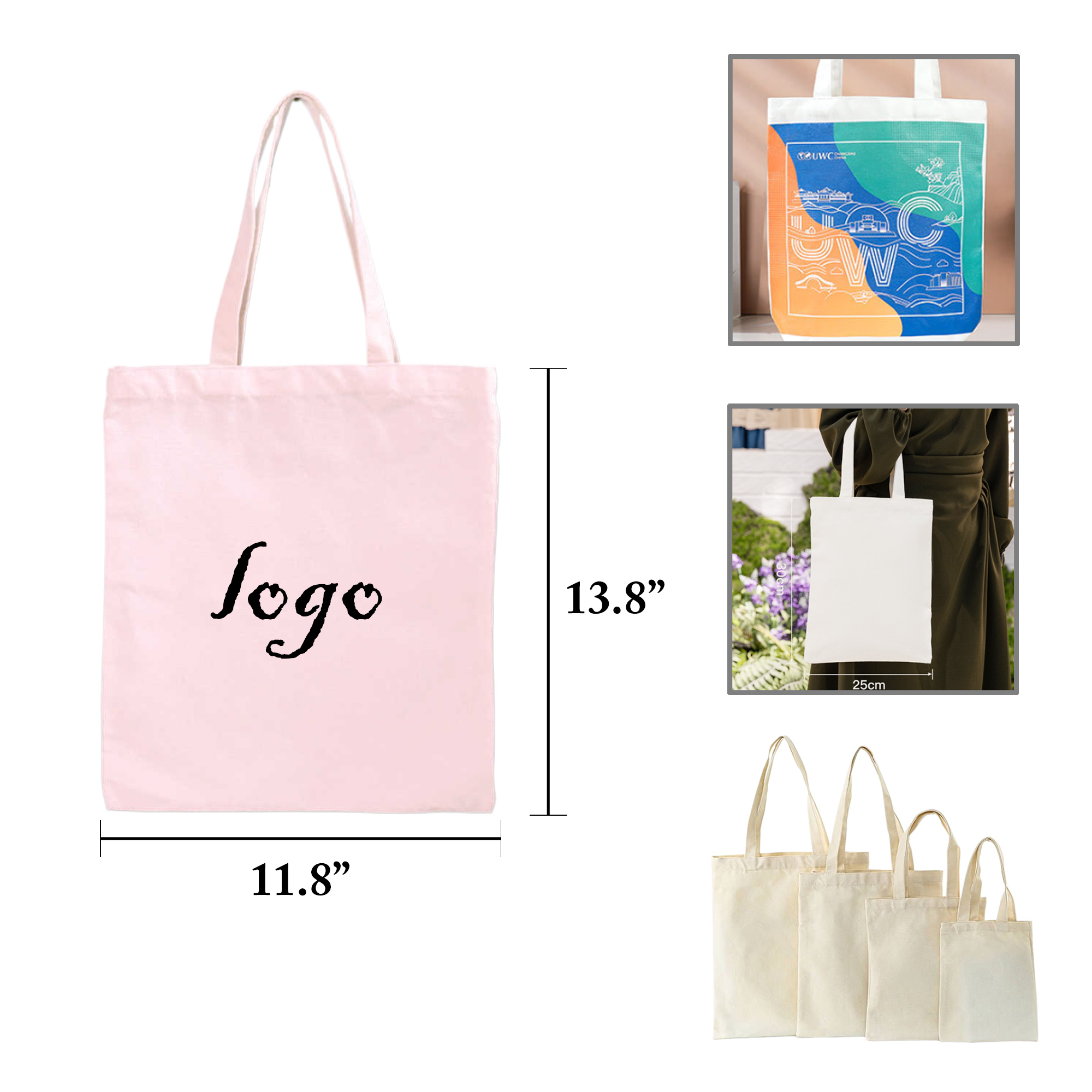 MOQ50 Cotton Canvas Tote Bag for Shopping Blank 1