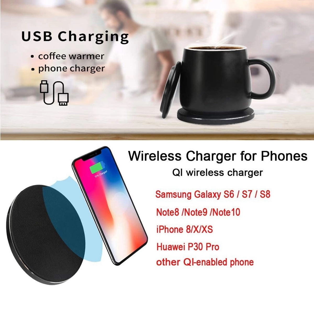2 IN 1 Heating Mug Warmer Set with Wireless Charger 2
