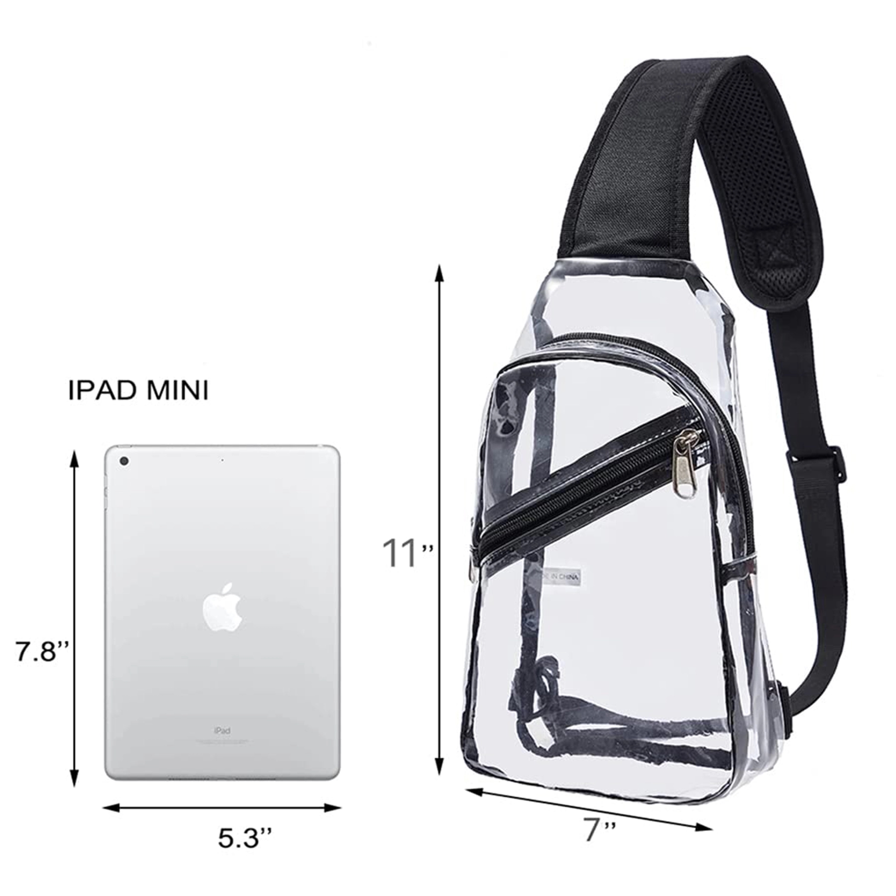 11"X 7" Clear Sling Bag Chest Backpack With Front Pocket 1