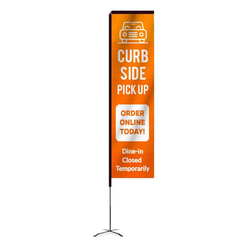 Restaurant Elbow Banner™ Rectangle Flag - Curbside Pickup Orange - 13 Ft Single Sided 1