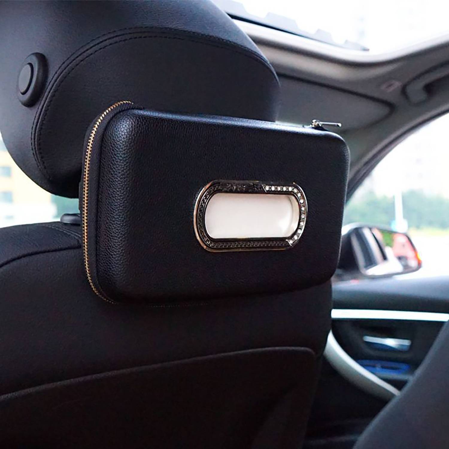 PU Leather Hanging Car Tissue Box 6