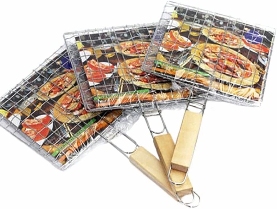 Barbecue Grill Basket with Wood Handle 3