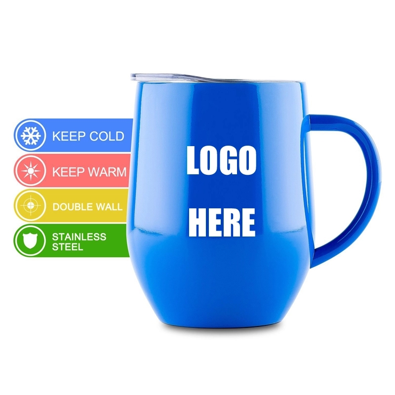 Custom 12 oz Stainless Steel Travel Coffee Mug With Handle 1