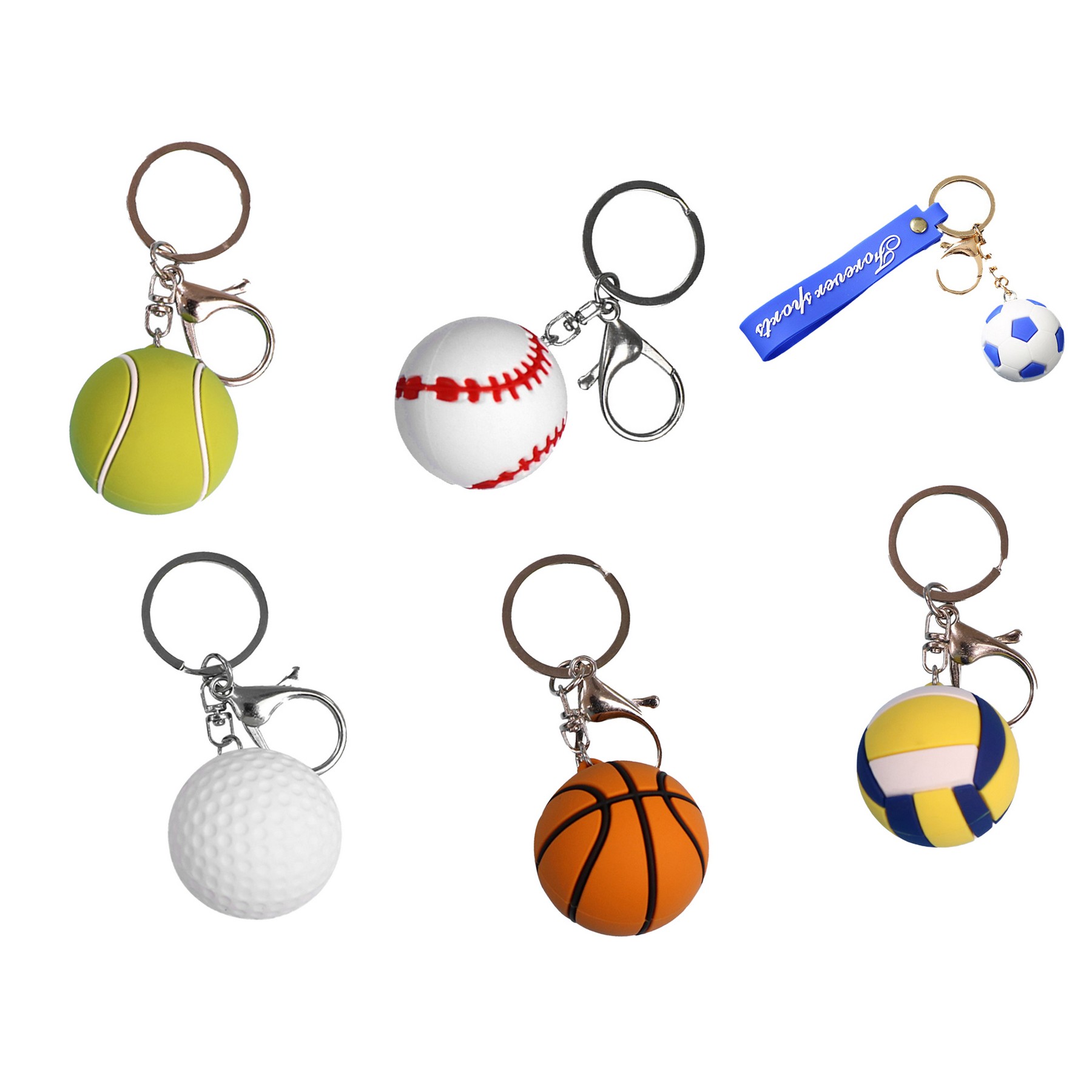 Ball Sports Element Keychain, Basketball, Baseball, Golf 2