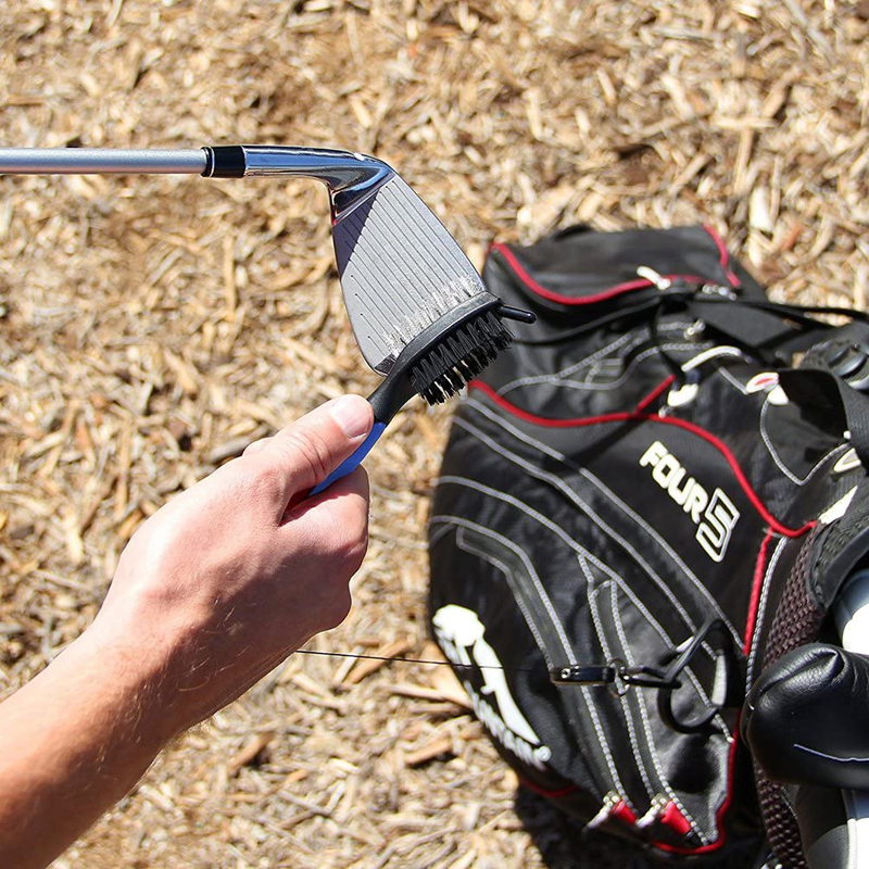 Golf Club Brush Groove Cleaner w/Retractable Zip-line and Aluminum Carabiner Cleaning Tools 4