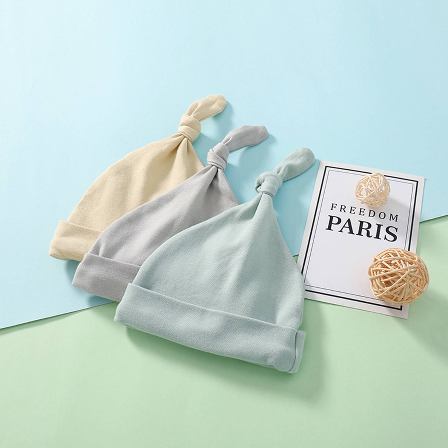 Pure cotton 0-3 months old infants baby hat 2