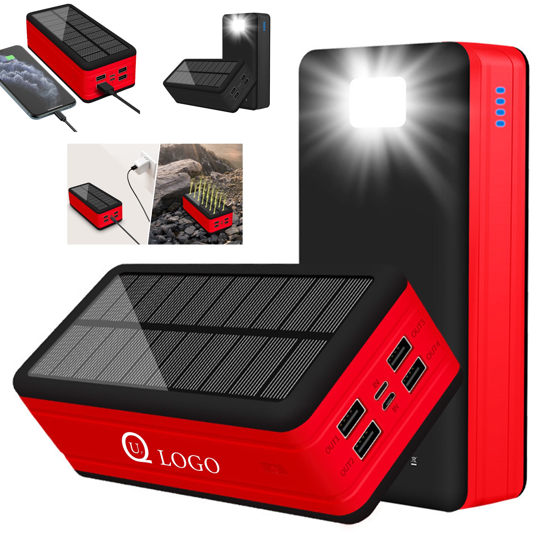 50000Mah Solar Power Bank Flashlight