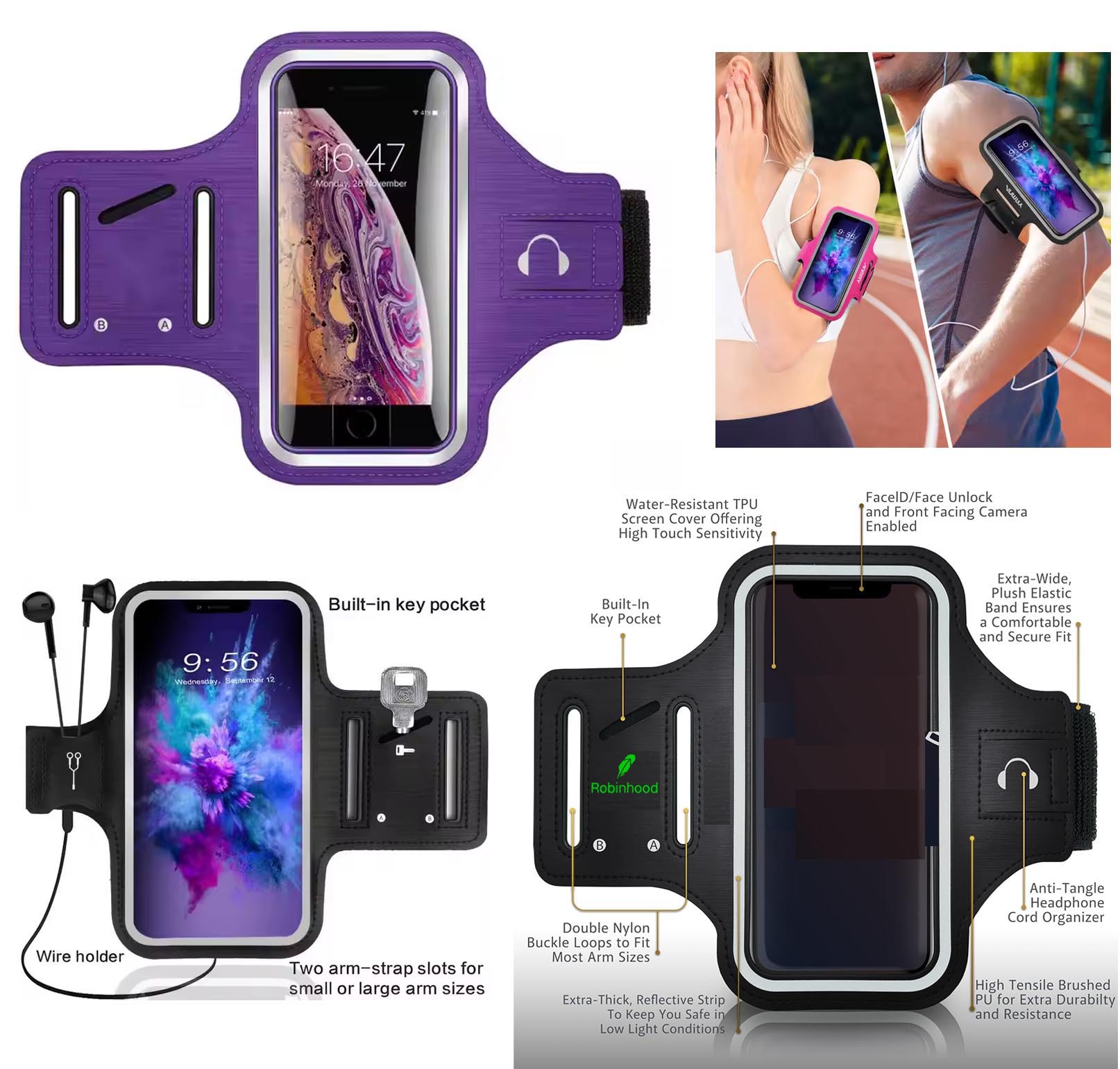 iBank ® Running Sport Armband compatible with iPhone 17,16,15 & Galaxy phones 1