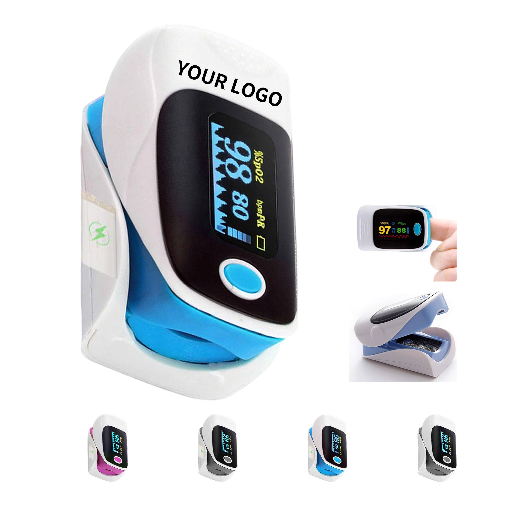 Finger Pulse Oxygen Monitor With Bar Graph 2.5" By 1.4" By 2.4" 4