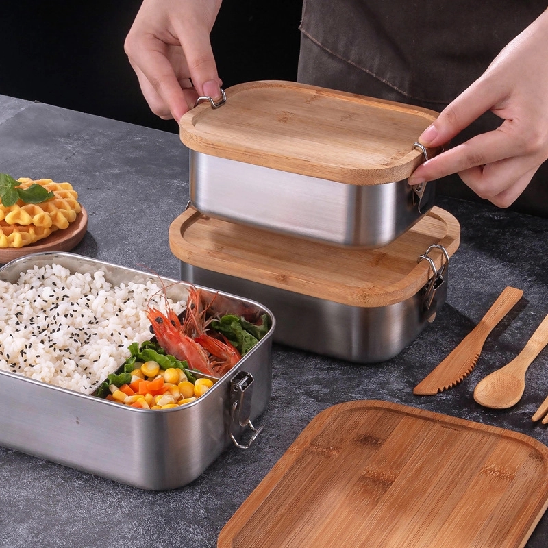 Stainless Steel Lunch Box With Bamboo Lid 5