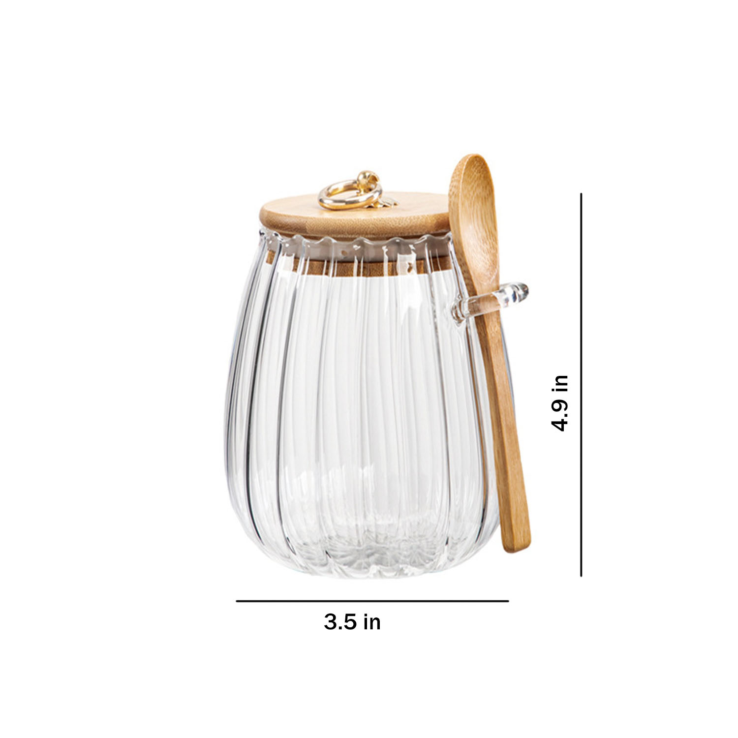 25oz Petal Glass Food Storage Jar w/ Spoon 2