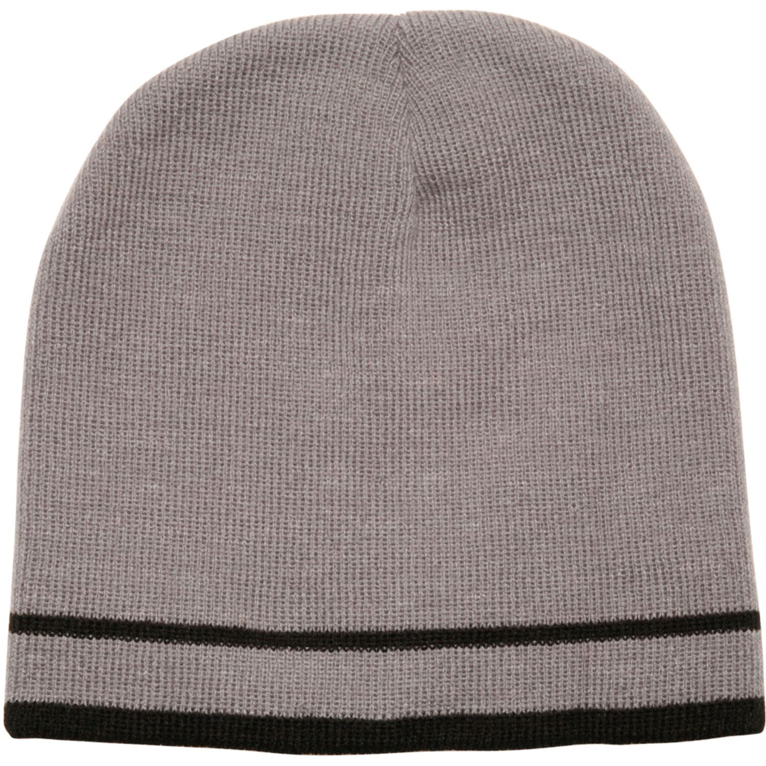 Acrylic Knit embroidered beanies w/ Double stripe 3