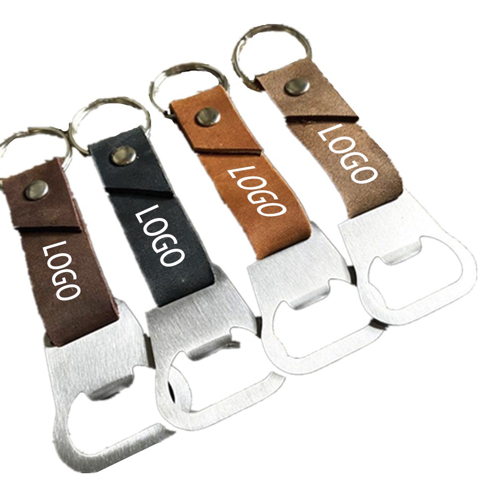 Metal Bottle Opener With Leather Holder 4