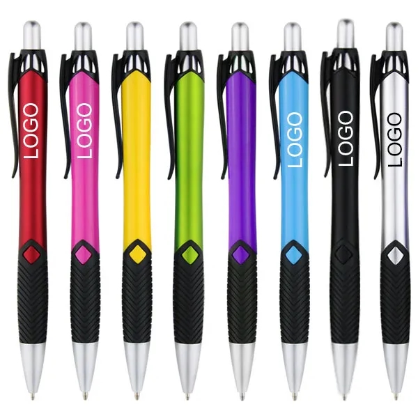 Rubber Grip Click Action Plastic Pen 2