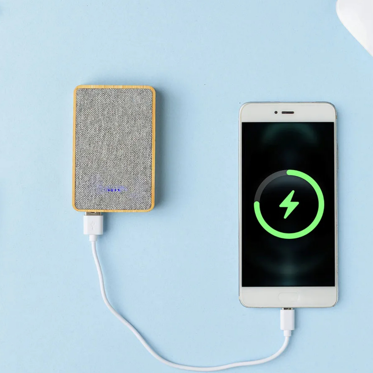 Eco Bamboo Power Bank with RPET Fabric Dual USB 4