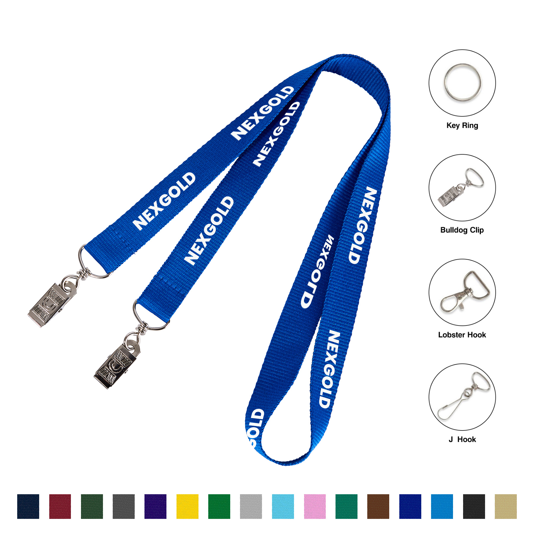 3/4" Custom Open Ended Polyester Lanyard W/ Dual Attachments 3