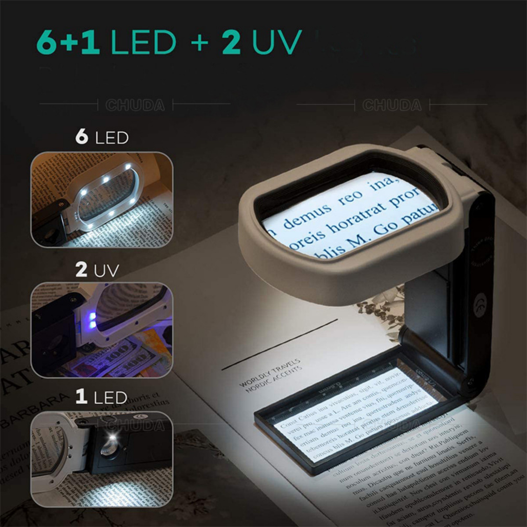 10X 25X Magnifying Glass With Light And Stand 4