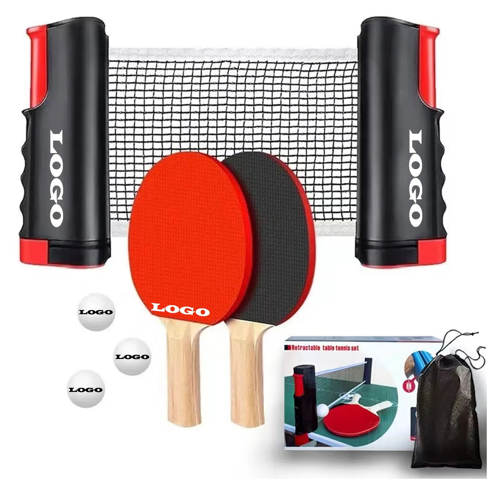 Portable Table Tennis Set With Retractable Net 5