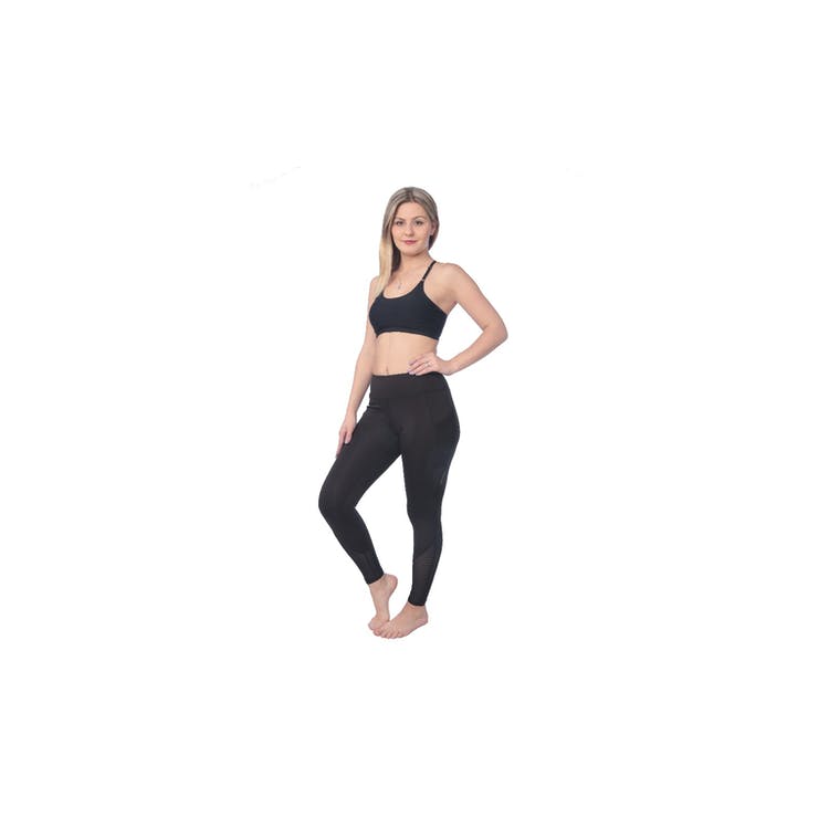 High Waist Performance Sport Leggings - Black with Sheer Panels XXL 1