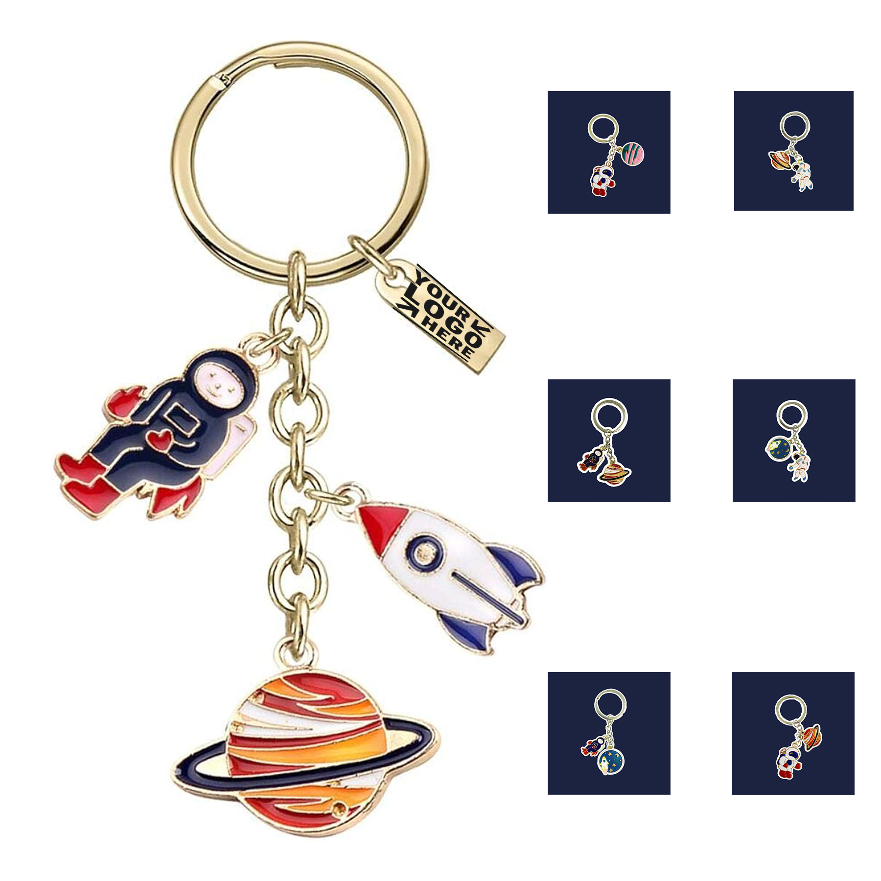 Velvet Bag Z556 Astronaut Saturn Rocket Charms Pendants Keychain