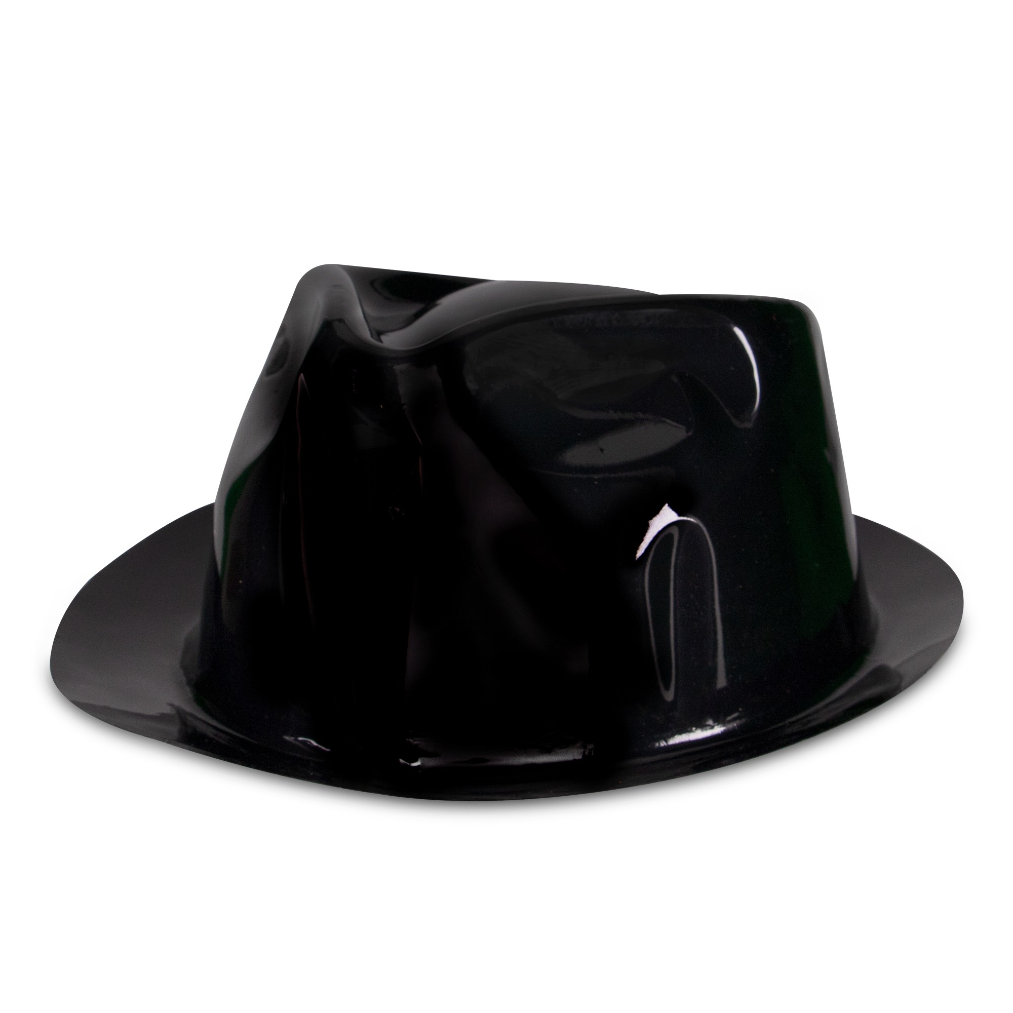 Black Plastic Gangster Fedora Hat 7